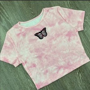 NWOT Butterfly Tie Dye Crop Top